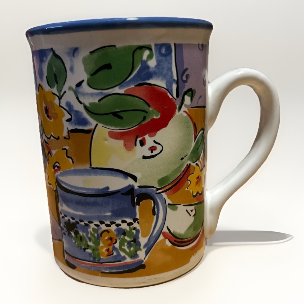 Gibson Everyday Coffee Mug With Flowers, Fruit and Candle Design 16oz. Pre-owned